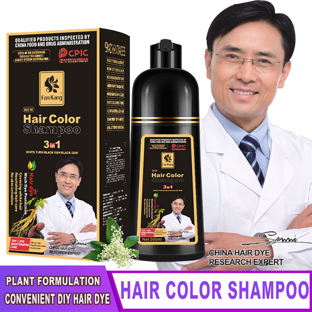 3 In 1 Instant Coloring Shampoo Natural Black Color for Men Women DIY Hair Dye Herbal Brown Coloring Care 500ml Hair Dye Shampoo